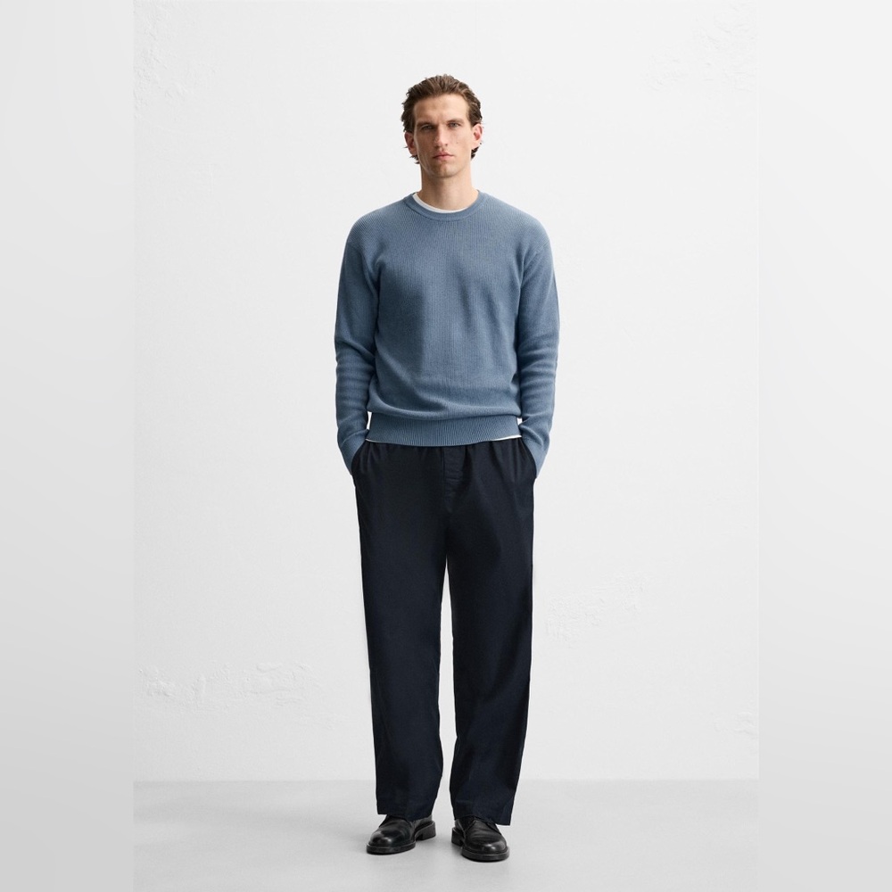 New without tag Zara PURL KNIT SWEATER MID-BLUE